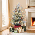 Jingle Jollys 1M LED Christmas Tree Red Berries Flocked Potted