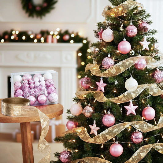 Jingle Jollys Christmas Tree Decoration 34pcs Baubles Ribbon Ornaments