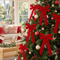 Jingle Jollys 12Pcs Red Velvet Christmas Bows Tree Decorations Xmas Decor