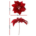 Jingle Jollys 14pc Christmas Tree Flowers Red Xmas Garland Ornaments