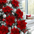 Jingle Jollys 14pc Christmas Tree Flowers Red Xmas Garland Ornaments