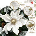 Jingle Jollys 14Pc Christmas Tree Flower Garland Wreath Magnolia White