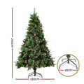 Jingle Jollys 2.1M Christmas Tree LED Warm Lights Pine Cones Red