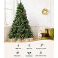 Jingle Jollys 2.1M Christmas Tree LED Warm Lights Pine Cones Red