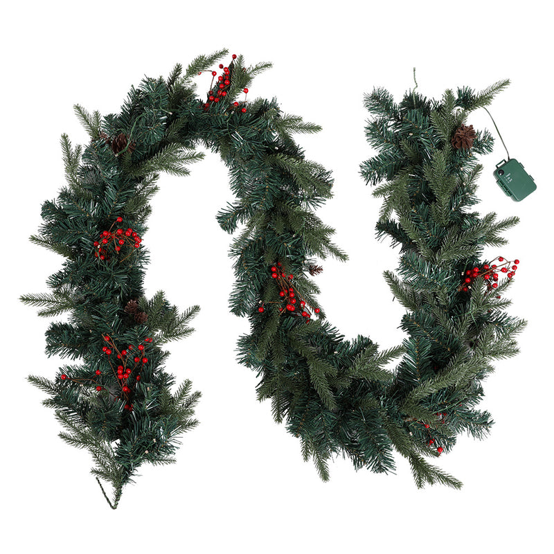 Jingle Jollys 2.4m Christmas Garland LED Lights Xmas Decoration