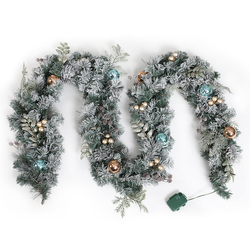 Jingle Jollys 2.7m Christmas Garland LED Lights Snowy Xmas Deco