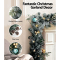Jingle Jollys 2.7m Christmas Garland LED Lights Snowy Xmas Deco
