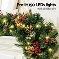 Jingle Jollys 1.8m Christmas Garland Pre-lit LED Pine Cones