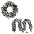 Jingle Jollys 2.7m Christmas Garland LED Lights Wreath Set Snowy