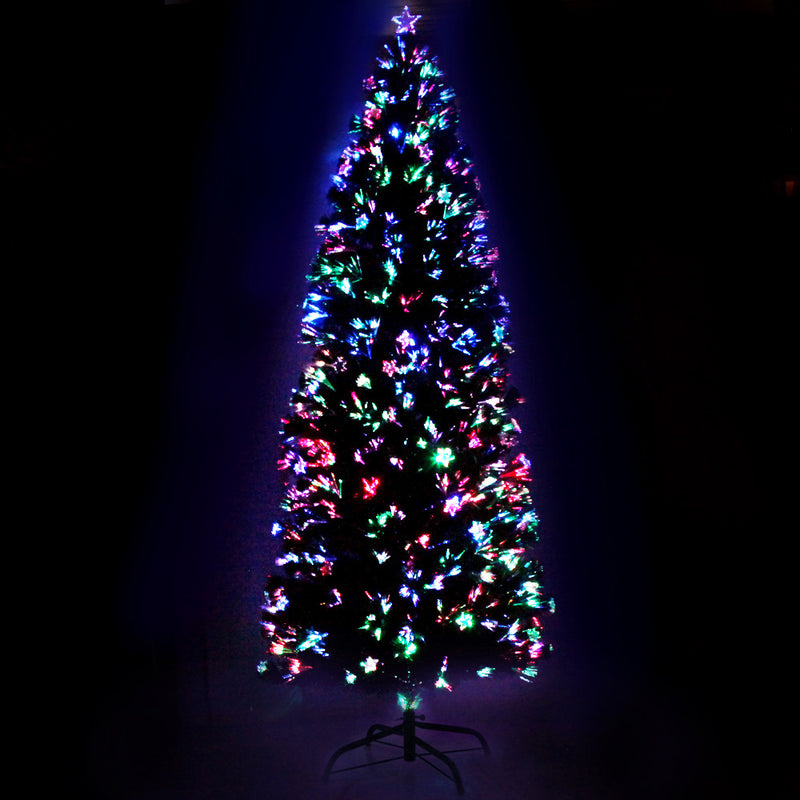 Jingle Jollys 2.4m Optic Fibre Christmas Tree Multi Colour LED