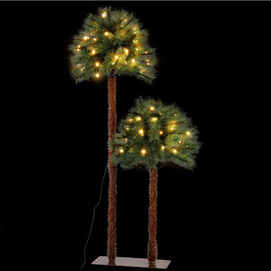 Jingle Jollys 1.5m+1m LED Christmas Palm Tree 2 in 1 Decoration