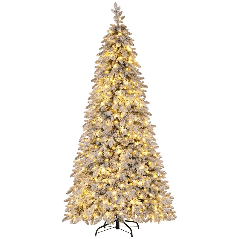 Jingle Jolly 2.1m White Flocked Pencil Christmas Tree LED 860 Tips