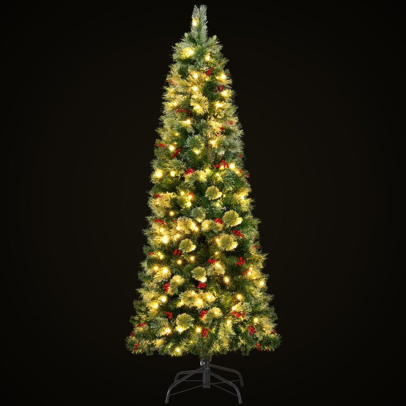 Jingle Jollys Christmas Tree 1.8M LED Red Berries Xmas Decoration