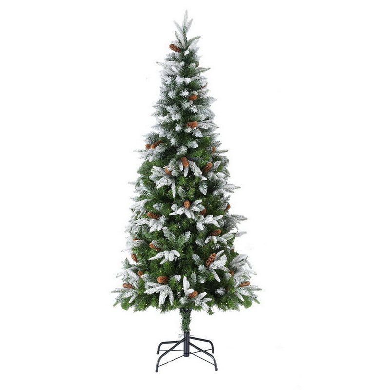 Jingle Jollys Christmas Tree 190cm Pine Cones LED 680 Tips Flocking