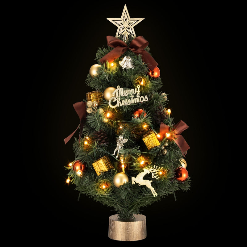 Jingle Jollys Christmas Tree 60cm LED Tabletop with Ornaments