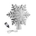 Jingle Jollys Christmas Tree Topper Lighted 360° Rotating Snowflake Projector Silver Glitter