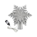 Jingle Jollys Christmas Tree Topper Lighted 360° Rotating Snowflake Projector Silver Glitter