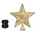 Jingle Jollys 3D Christmas Tree Topper Star 20 Warm LED Lights Gold Glitter