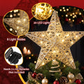 Jingle Jollys 3D Christmas Tree Topper Star 20 Warm LED Lights Gold Glitter