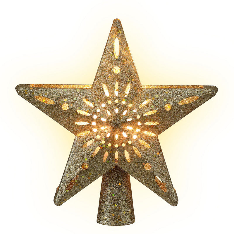 Jingle Jollys Christmas Tree Topper Star Projector Gold Snowflake