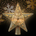 Jingle Jollys Christmas Tree Topper Star Projector Gold Snowflake