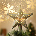 Jingle Jollys Christmas Tree Topper Star Projector Gold Snowflake