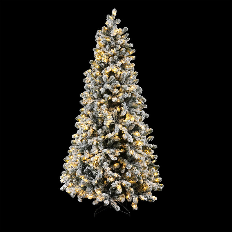 Jingle Jollys 2.1m Snow Flocked Christmas Tree 8 LED Light Modes