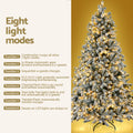 Jingle Jollys 2.1m Snow Flocked Christmas Tree 8 LED Light Modes