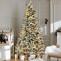 Jingle Jollys 2.1m Snow Flocked Christmas Tree 8 LED Light Modes