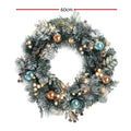 Jingle Jollys 60cm Christmas Wreath LED Lights Snowy Garland