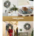 Jingle Jollys 60cm Christmas Wreath LED Lights Snowy Garland