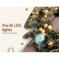 Jingle Jollys 60cm Christmas Wreath LED Lights Snowy Garland
