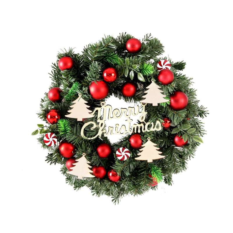 Jingle Jollys Christmas Wreath 40cm Xmas Garland Baubles Ornaments