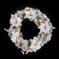 Jingle Jollys 60cm Christmas Wreath LED Lights Snowy Flowers