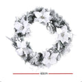 Jingle Jollys 60cm Christmas Wreath LED Lights Snowy Flowers