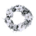 Jingle Jollys 60cm Christmas Wreath LED Lights Snowy Flowers