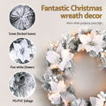 Jingle Jollys 60cm Christmas Wreath LED Lights Snowy Flowers