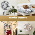 Jingle Jollys 60cm Christmas Wreath LED Lights Snowy Flowers