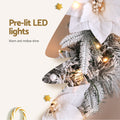 Jingle Jollys 60cm Christmas Wreath LED Lights Snowy Flowers