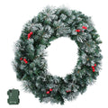 Jingle Jollys 60cm Christmas Wreath LED Lights Snowy Berries