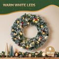 Jingle Jollys 60cm Christmas Wreath LED Lights Snowy Berries
