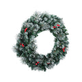 Jingle Jollys 60cm Christmas Wreath LED Lights Snowy Berries