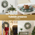 Jingle Jollys 60cm Christmas Wreath LED Lights Snowy Berries