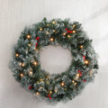 Jingle Jollys 60cm Christmas Wreath LED Lights Snowy Berries