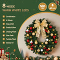 Jingle Jollys 60cm LED Christmas Wreath Garland Berries Baubles