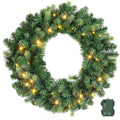 Jingle Jollys 60cm Pre-Lit Christmas Wreath GarlandsWarm White LED Light Door Wreaths Battery Timer