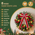 Jingle Jollys 60cm Pre-lit Christmas Wreath Garlands LED Light Front Door Decor Bow