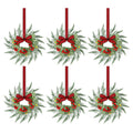 Jingle Jollys 6x Christmas Wreath Garland 26cm Pre-lit Wreaths Red Berries Bow