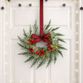Jingle Jollys 6x Christmas Wreath Garland 26cm Pre-lit Wreaths Red Berries Bow