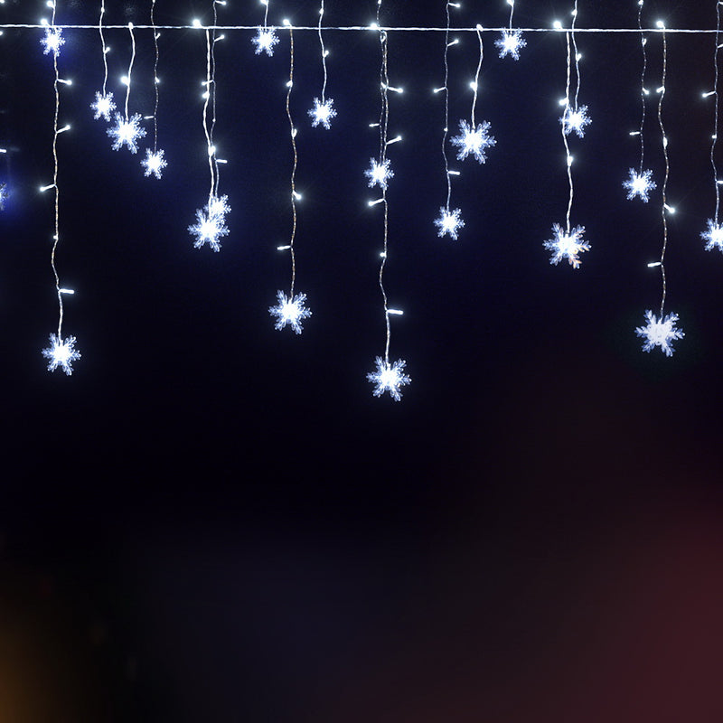 Jingle Jollys 80 LED 3M Icicle Christmas Lights Snow White Decor